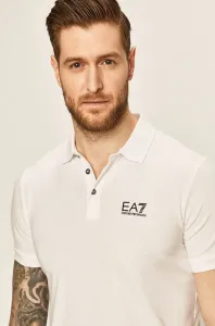 Polo tričko EA7 Emporio Armani pánské, bílá barva, hladké