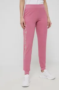 Kalhoty EA7 Emporio Armani dámské, růžová barva, hladké #5820406