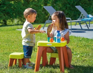 Stůl se dvěma židlemi Garden&Seasons Ecoiffier s potravinami 10 doplňků výška 38 cm od 12 měsíců