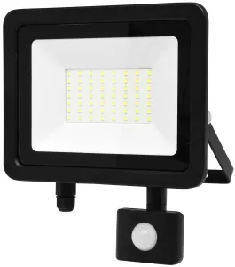 Ecolite Černý LED reflektor 50W s pohybovým čidlem RLED48WL-50W/PIR