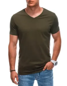 Pánské tričko s výstřihem do V EM-TSBS-0101 olivové