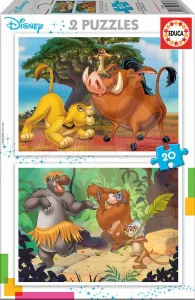 Educa Puzzle Lví král a Kniha džunglí 2x20 dílků