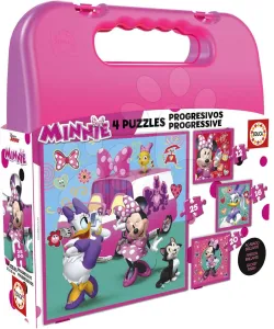 Educa Puzzle v kufříku Minnie a Daisy 4v1 (12,16,20,25 dílků)
