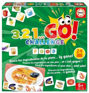 Společenská hra Jídla 3,2,1... Go! Challenge Food Educa 24 obrázků 150 dílů anglicky španělsky francouzsky od 6 let