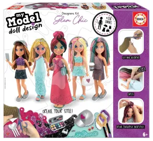 Kreativní tvoření Design Your Doll Glam Chic Educa vyrob si vlastní elegantní panenky 5 modelů od 6 let