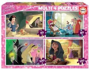 Educa Puzzle Disney Princezny a padouši 4v1 (50,80,100,150 dílků)
