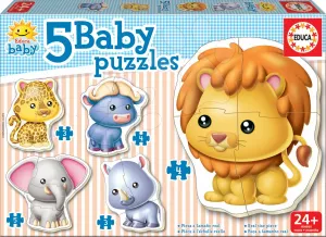 Educa Baby puzzle Divoká zvířátka 5v1 (3-5 dílků)
