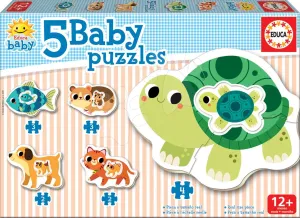 Educa Baby puzzle Domácí mazlíčci s mláďaty 5v1 (2-4 dílky)