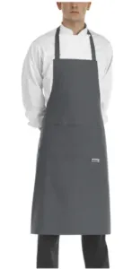 Kuchařská zástěra EGOchef ke krku s kapsou šedá 90 x 70 cm