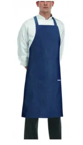 Kuchárska zástera EGOchef ku krku s vreckom - Jeans 85x90 cm
