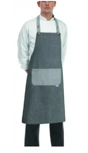 Kuchařská zástěra EGOchef ROCK ke krku s kapsou - Grey mix 70x90 cm