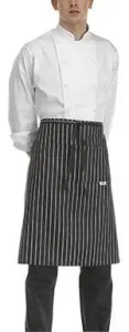 Kuchařská zástěra nízká s kapsou EGOchef - široké bílé pásy