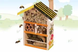 Dřevěný úl pro včely Outdoor Bee House Eichhorn Poskládej a vymaluj – se štětcem a barvami od 6 let