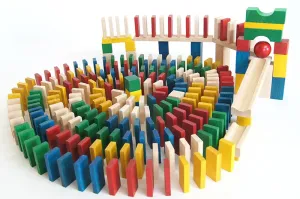 EkoToys Dřevěné domino barevné 430 ks #3464336