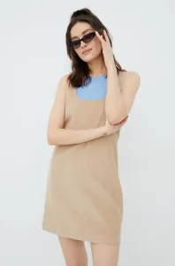 Bavlněné šaty Element béžová barva, mini