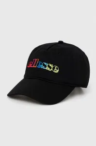 Bavlněná baseballová čepice Ellesse černá barva, s potiskem, SARA3012-BLACK
