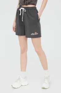 Bavlněné šortky Ellesse dámské, šedá barva, s aplikací, high waist, SGM13151-PINK
