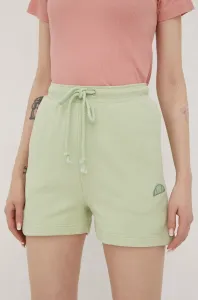Bavlněné šortky Ellesse dámské, zelená barva, hladké, high waist, SGM14159-PINK