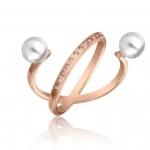 Emily Westwood Elegantní bronzový prsten s perlami WR1023R