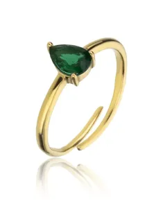 Emily Westwood Půvabný pozlacený prsten se zeleným zirkonem Presley EWR23063G