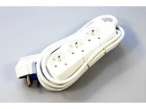 Emos Prodlužovací kabel 2 m / 3 zásuvky / bílý / PVC / 1 mm2 P0312