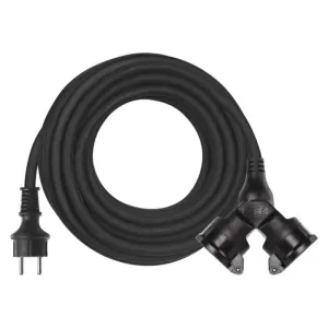 Emos Venkovní prodlužovací kabel 10 m / 2 zásuvky / černý / guma / 230 V / 1,5 mm2 P0601