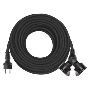 Emos Venkovní prodlužovací kabel 20 m / 2 zásuvky / černý / guma / 230 V / 1,5 mm2 P0603