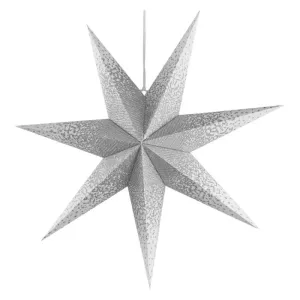 Emos Vánoční hvězda papírová závěsné se stříbrnými třpytkami ve středu, bílá, 60 cm, vnitřní DCAZ08