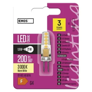 Emos LED žárovka Classic JC / G4 / 1,9 W (21 W) / 200 lm / teplá bílá ZQ8620