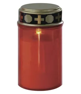 Emos LED hřbitovní svíčka červená, 2x C, venkovní i vnitřní, teplá bílá, časovač DCCV19