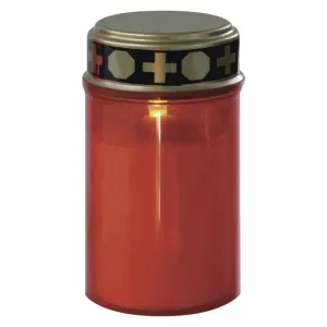 Emos LED hřbitovní svíčka červená, 2x C, venkovní i vnitřní, teplá bílá, senzor DCCV20