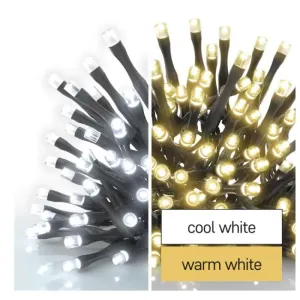 Emos LED vánoční řetěz 2v1, 10 m, venkovní i vnitřní, Teplá bílá/Studená bílá bílá, programy D4AL05