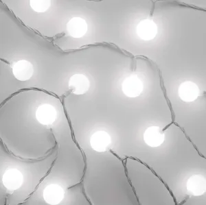 Emos LED světelný cherry řetěz – kuličky 2,5 cm, 4 m, venkovní i vnitřní, studená bílá, časovač D5AC01