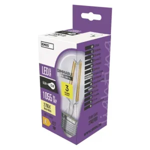 EMOS Lighting LED žárovka Filament A60 8,5W E27 teplá bílá, stmívatelná 1525732001 Teplá bílá