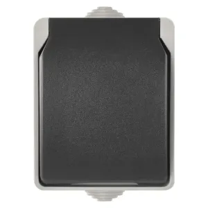 Emos Zásuvka nástěnná, šedo-černá, IP54 A1397