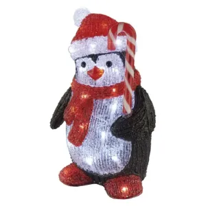 EMOS LED vánoční tučňák, 30,5 cm, venkovní i vnitřní, studená bílá