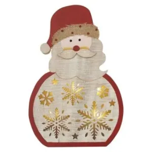 Emos LED dekorace dřevěná – Santa, 30 cm, 2x AAA, vnitřní, teplá bílá, časovač DCWW24 DCWW24