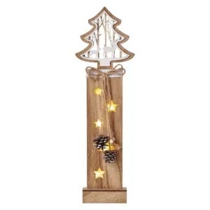 EMOS Lighting LED vánoční strom dřevěný, 48 cm, 2x AA, vnitřní, teplá bílá, časovač Teplá bílá
