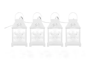 Emos LED vánoční girlanda – bílé lucerny s vločkami, studená bílá DCLC02