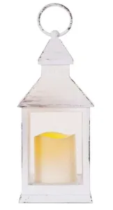 Emos LED dekorace – lucerna antik bílá blikající, 3x AAA, vnitřní, vintage, časovač DCLV01