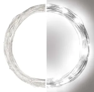 EMOS LED vánoční nano řetěz stříbrný, 10 m, venkovní i vnitřní, studená bílá, časovač D3AC01 Studená bílá