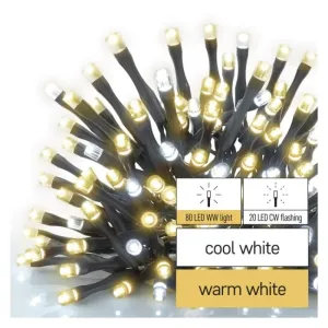 Emos Standard LED spojovací vánoční řetěz blikající, 10 m, venkovní, Teplá bílá/Studená bílá bílá D1AN02