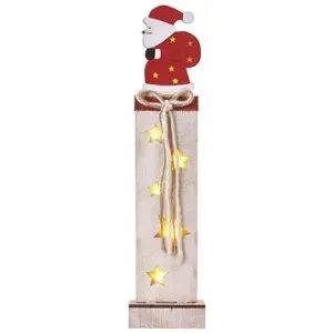 EMOS LED dekorace dřevěná – Santa, 46 cm, 2x AA, vnitřní, teplá bílá, časovač