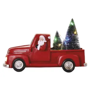 EMOS DCLW09 LED dekorace – Santa v autě s vánočními stromky, 10 cm, 3x AA, vnitřní, multicolor