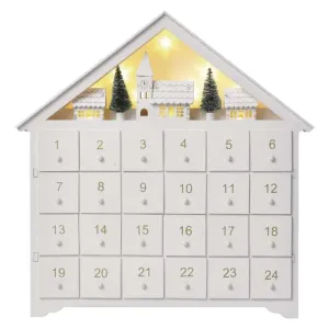 Emos LED adventní kalendář dřevěný, 35x33 cm, 2x AA, vnitřní, teplá bílá, časovač DCWW02