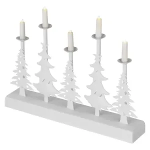 EMOS LED svícen – vánoční stromy se svíčkami, 24 cm, 2x AA, vnitřní, teplá bílá, časovač