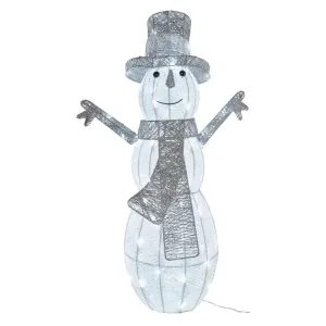 EMOS Ratanový LED vánoční sněhulák Gerry s časovačem 82 cm studená bílá