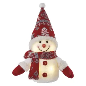 LED vánoční sněhulák svítící, 25 cm, 3x AAA, vnitřní, teplá bílá