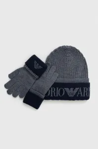 Čepice a dětské rukavice Emporio Armani šedá barva