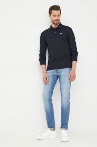 Bavlněné tričko s dlouhým rukávem Emporio Armani tmavomodrá barva